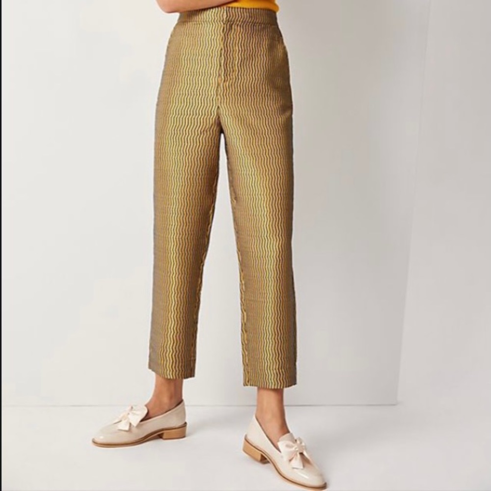 Anthropologie Maeve Melyssa Jacquard Trousers